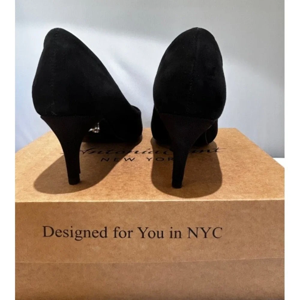 Antonia Saint NY Vicki Heels 60MM Black Ultra Suede, Size‎ 10